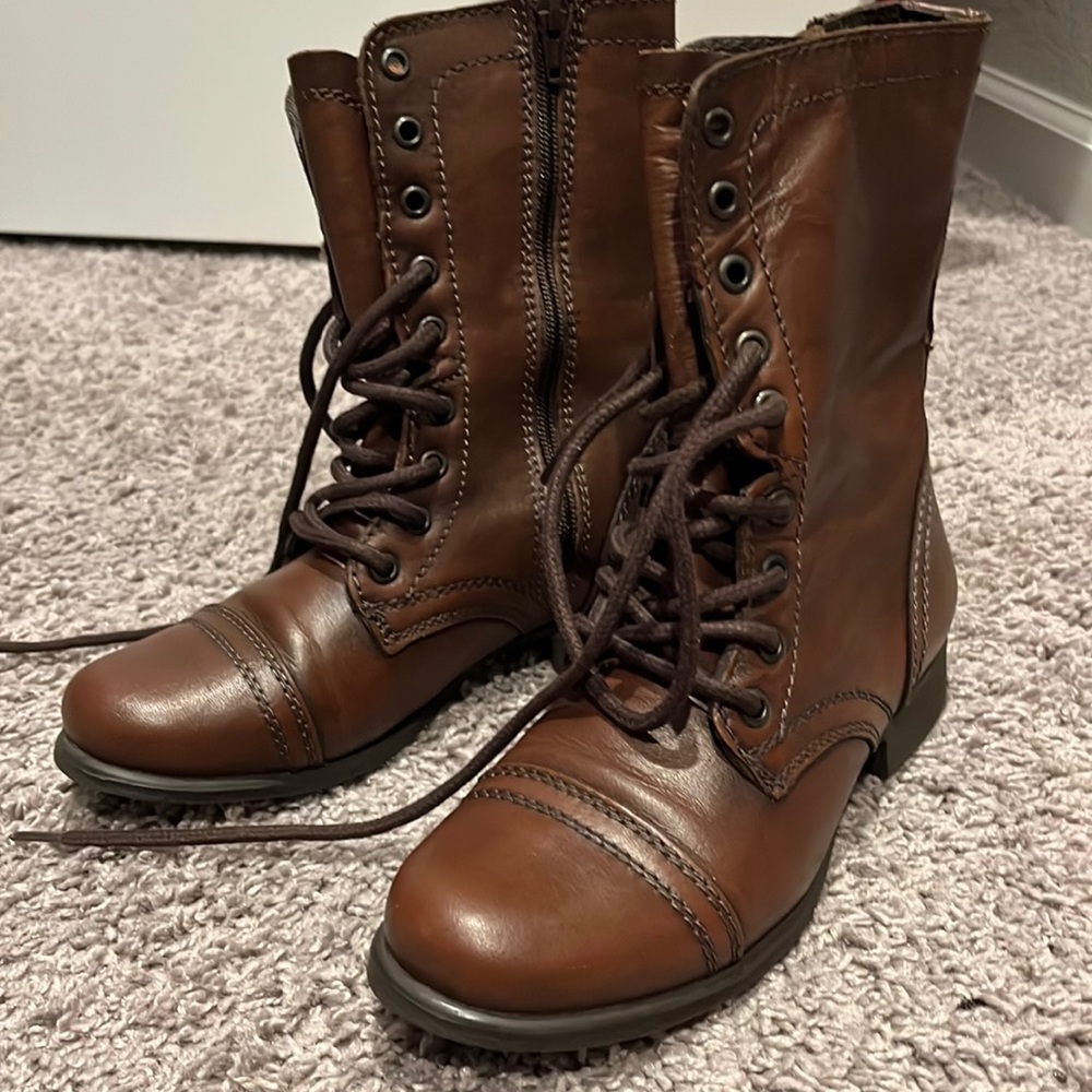 Brown Steve Madden combat boots